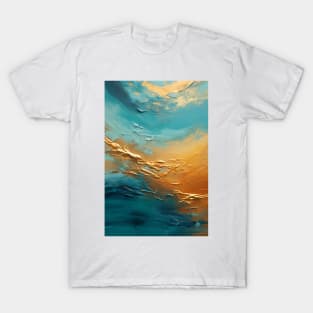 Abstract wave in turquoise and gold T-Shirt